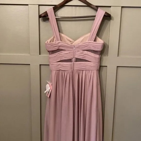 Birdy Grey Elsye Bridesmaid Dress in Mauve Mesh Cutouts Maxi Gown Size Small NWT - Picture 15 of 16